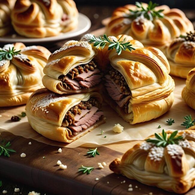 Ciasto francuskie z mięsnym nadzieniem